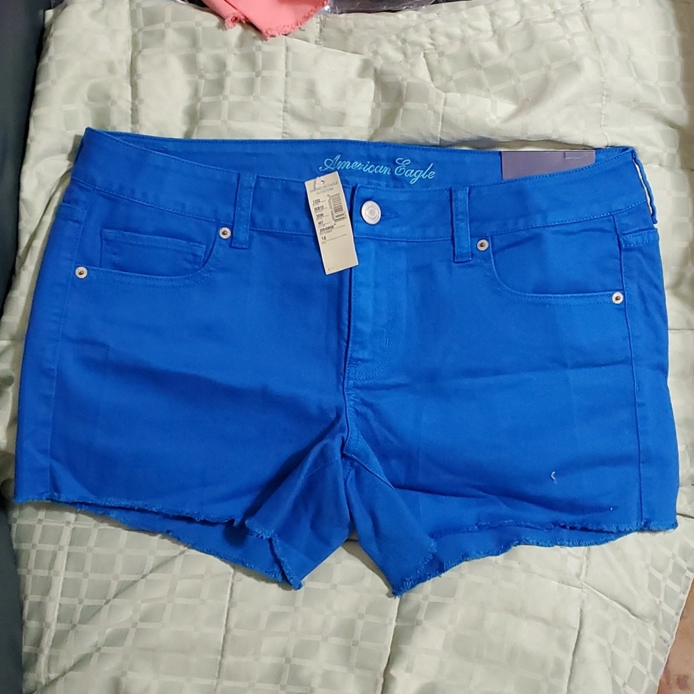 NWT American Eagle Outfitters Midi Shorts Size 16 Royal Blue
